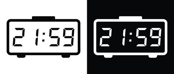 Poster - Digital Clock icon set. Vector Time and Clock icons set.Circle arrow icon .Horizontal set of analog clock icon symbol .Vector illustration. 
