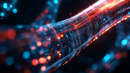 Digital data stream flowing, futuristic background, tech concept
