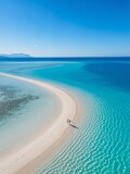 Serene Aerial View of Turquoise Beach and Mountains