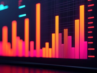 Aufkleber - Dynamic Neon Bar Graph Visualization of Data Trends in Modern Business Analytics Environment