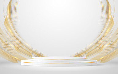 Aufkleber - white podium with elegant gold lines for the best awards or product display. stage or podium. vector