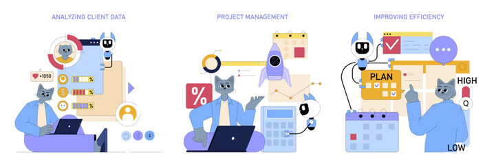 Poster - Business Processes. Flat Vector Illustration