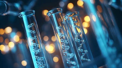 Aufkleber - Laboratory Glass Test Tubes with Colorful Liquid and Bokeh Background
