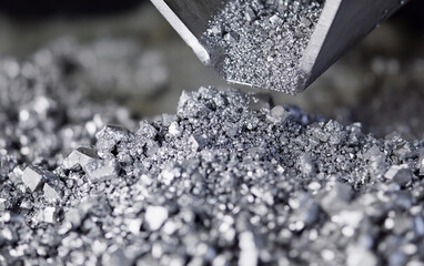 Poster - Close-up view of scandium production process in a lab Generative AI