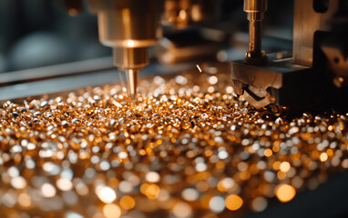 Fototapete - Close-up view of rhodium metal manufacturing process in detail Generative AI