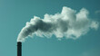 © JubkaJoy - Factory chimney releasing white smoke into the blue sky,White smoke from the industrial chimney pollutes the blue sky