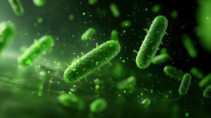 Poster - Close-up of bacterial cells dividing under a microscope, detailed texture and glowing highlights for a scientific feel.