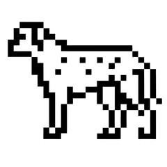 Poster - a pixelated dog with distinct spots on its body, a simple and elegant representation. The artwork captures the essence of a dog in a minimalist style