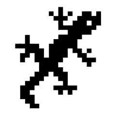 Aufkleber - a pixelated silhouette of a lizard against a blank backdrop, showcasing a unique and artistic digital illustration. This image captures the essence of digital art