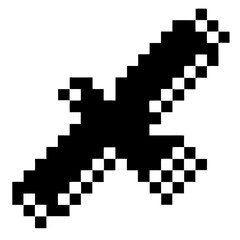 Poster - a pixel-art style black bird with a unique square design. It is composed of individual pixels, giving it a retro and digital appearance