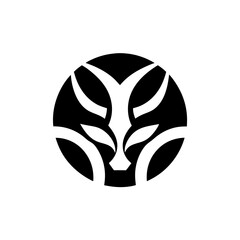 Poster - A sleek, minimalistic emblem design of an animal face with antlers, set against a black circle background. The logo exudes elegance and a contemporary aesthetic