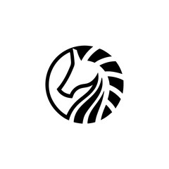 Poster - A minimalistic logo of a horse head, representing elegance, speed and strength 