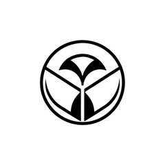 Aufkleber - a minimalist logo of a flower. the logo has a simple, circular design with three petals
