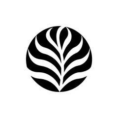 Poster - abstract plant leaf design within a circle. Clean and modern shape representing growth and nature