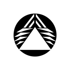 Poster - An abstract geometric design, featuring a stylized mountain shape within a circular frame