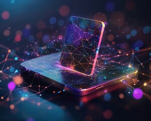 Poster - A vibrant representation of a secure online wallet glowing with holograms