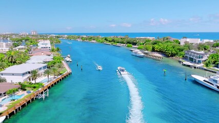 Wall Mural - Drone view of Hillsboro Beach, Florida with city