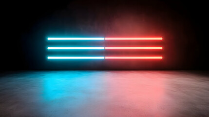Fototapete - Abstract Neon Lights in Dark Room