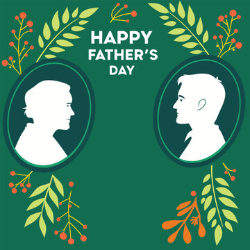 Heartwarming Father's Day Greeting Card with Decorative Silhouette Profiles