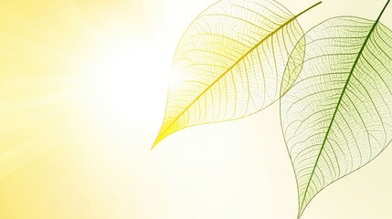 Wall Mural - Light passes through ethereal leaves. Conceptual background for nature, science, and ecology