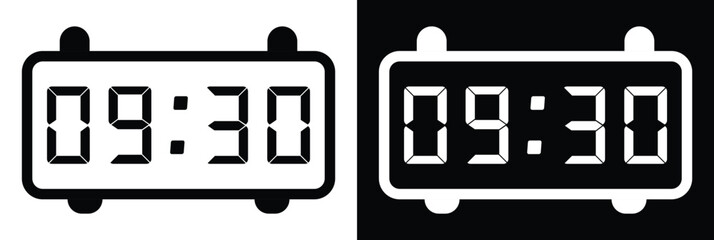 Poster - Digital Clock icon set. Vector Time and Clock icons set.Circle arrow icon .Horizontal set of analog clock icon symbol .Vector illustration. 