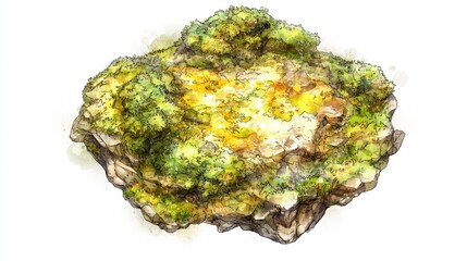 Wall Mural - Watercolor painting of a forest island with trees. For illustrating nature themes and environmental concepts