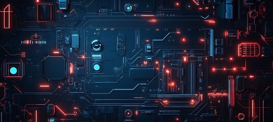 Poster - A tech blog banner with digital graphics and a clean area for the title