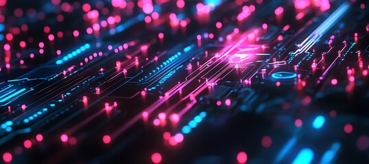 Poster - A tech blog banner with digital graphics and a clean area for the title