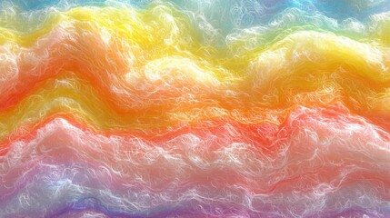 Poster - A vibrant, abstract swirl of colors resembling flowing waves, blending yellows, oranges, and pinks with a dreamy, ethereal quality.