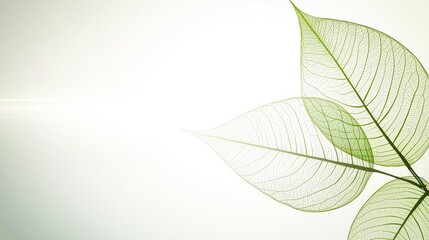 Wall Mural - Delicate translucent leaves, soft light background, nature aesthetic, graphic design element