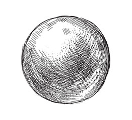 Wall Mural - Hand drawn shaded spheres. Simple black and white pen and ink doodle sketches of circles with different types of shading texture. Shading tutorial, organic hand drawn design elements.