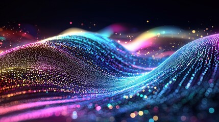 Poster - Biometric fingerprints glowing in dynamic holographic colors