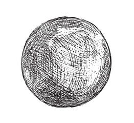 Wall Mural - Hand drawn shaded spheres. Simple black and white pen and ink doodle sketches of circles with different types of shading texture. Shading tutorial, organic hand drawn design elements.