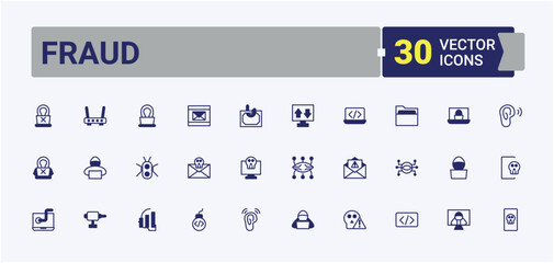 Poster -  abstract, abstract, Fraud line icon. Contains such icons as protect, virus, security and more. Hacking vector icon set. Thin outline icons pack. Vector line and solid icons.