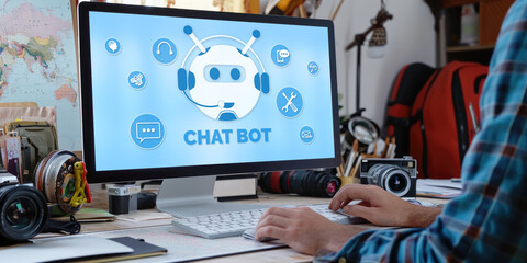Poster - chatbot software application for brisk online business that automatically reply to customer question