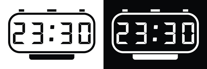 Poster - digital clock number set. digital alarm clock.electronic figures. set of red and green led digital c