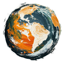 Wall Mural - png an acrylic stroke top with globe icon element overlay art painting space.