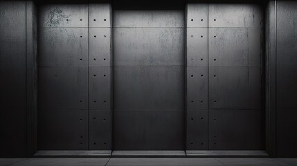 Poster - Moody Minimalist Concrete Building Facade with Subtle Lighting