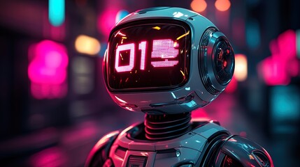 Aufkleber - AI robot with futuristic holographic controls, professional setting, clean high-res design 