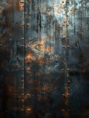 Poster - Dark oil-rubbed brushed steel features a rugged texture with deep grooves and soft lighting highlighting its flaws