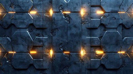 Poster - Sleek concrete panel with integrated fiber optic lights, creating a high-tech ambiance with soft glows