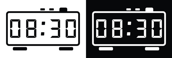 Poster - digital clock number set. digital alarm clock.electronic figures. set of red and green led digital c