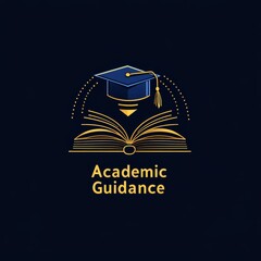 Poster - Academic Guidance: An Illustrated Logo Featuring a Graduation Cap Above an Open Book for Educational Support