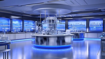 Poster - A futuristic chemistry lab with interactive tools for studying the chemistry of advanced materials in energy storage 