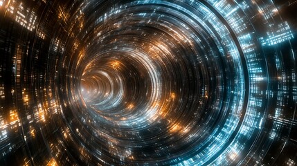 Poster - A futuristic physics lab using digital tools to simulate the effects of strong gravitational waves on spacetime