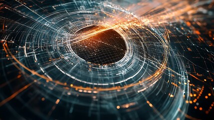 Poster - a futuristic physics lab with interactive digital models of the higgs boson and its role in particle