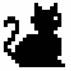 Poster - a black cat silhouette in a pixelated style, perfect for digital projects or vintage design