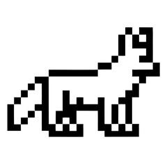 Poster - pixelated dog art in black and white, standing in a graphic form