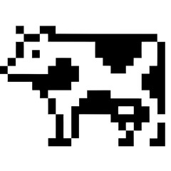 Poster - A pixelated black and white cow illustration