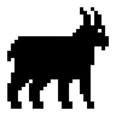 Poster - An artistic, pixelated goat silhouette illustration